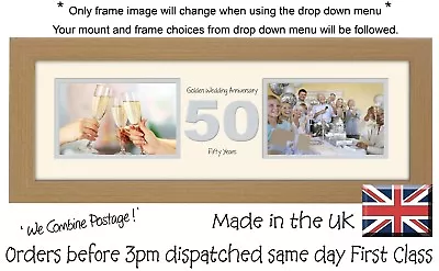 50th Anniversary Photo Frame Golden Wedding Two Box X2 6”x4” Photos 1235A  • £17.99