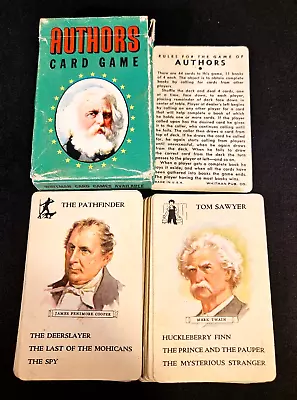 WHITMAN AUTHORS CARD GAME VINTAGE 1950's COMPLETE WITH ORIGINAL BOX NO. 3010 • $13.95