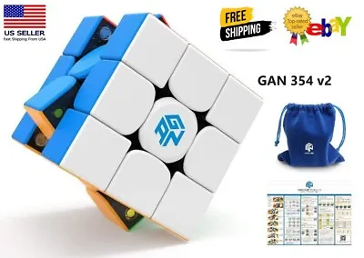 GAN 354 M V2 Magnetic Speed Cube 3x3x3 Stickerless Magic Cube Puzzle Toy • $24.99