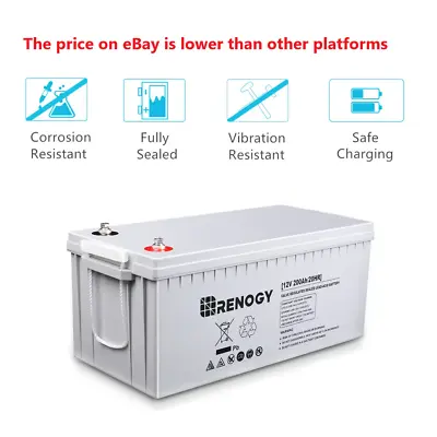 Renogy Deep Cycle AGM Battery 12V 100Ah 200Ah For RV Solar Marine Off-Grid • $369.99