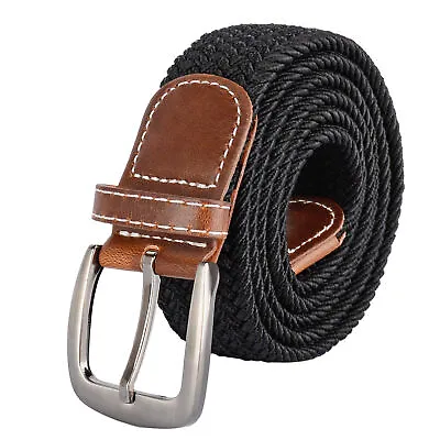 Plus Size Men Stretch Belt 43inchTo 71inch Black Brown Elastic Web Weaving Belt • $12.99