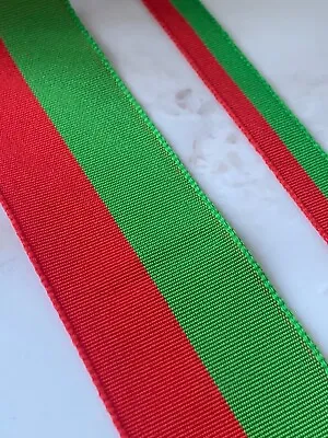 May Arts Red And Green Grosgrain Ribbon Christmas Party - Sold By The Metre • £1.40