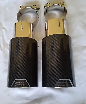 2x BMW Exhaust Carbon Fiber Tips M Performance Auspuff Endrohre 57mm 80mm OEM • $99.99