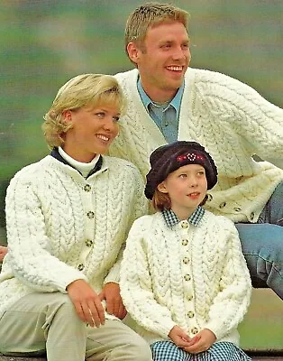 1287 Family Cardigans 24-46  Aran Vintage Knitting Pattern Reprint • £3.49