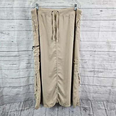 Chicos Zenergy Womens Maxi Skirt Sz Large Tan Drawstring Tencel • $19.99