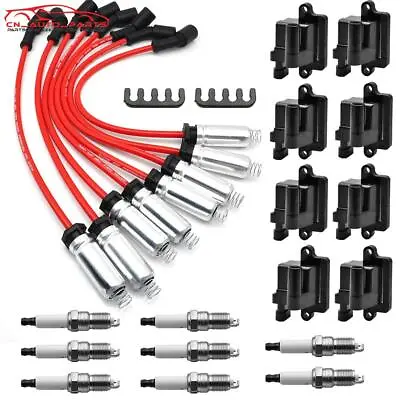 Square Ignition Coil & Spark Plug Wire For Chevy GMC 4.8L 5.3L 6.0L 8.1L Pack 8 • $94.95