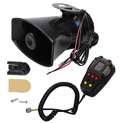 7 Tone Sound Car Alarm Warning Siren Horn Mic PA Speaker System 80W 12V E4G5 • $19.98