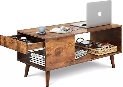 Coffee Table For Living RoomWood Coffee Table With StorageMid-Century Modern C • $75.36