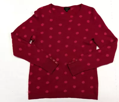 Talbots 100% Cashmere Polka Dot Pullover Sweater Women Size M Red Pullover • $24.99