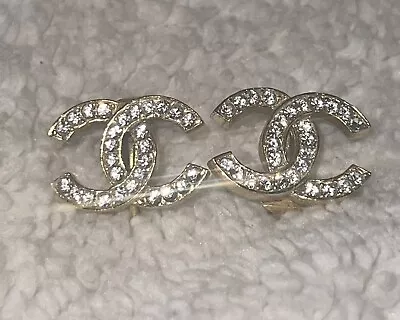 Authentic Chanel CC Logo Earrings Gold Coco Mark • £500