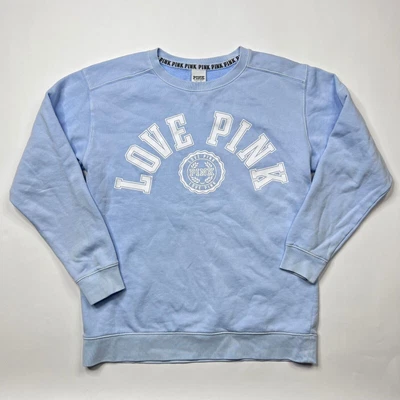 $18.44 • Buy PINK Victoria Secret Fleece Crew Pullover Graphic Sweatshirt Blue Sz XS Sweater