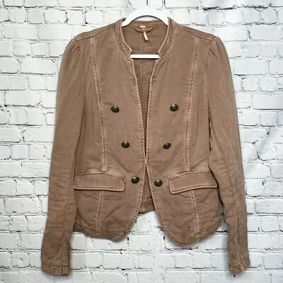 Free People Taupe Double Breasted Military Blazer Jacket Medium • $40