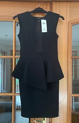  Miss Selfridge Womens/Girls Black Mesh Panel Open Back Peplum Dress UK6  • £11