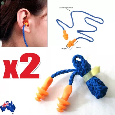 2 Pair Of Reusable Hearing Protection Earplugs Corded Soft Silicone Ear Plug • $4.50