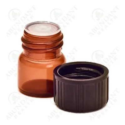 10 NEW  1/4 Dram Amber GLASS Vials W/ Orfice Reducer(dispences 1 Drop At A Time) • $9.95