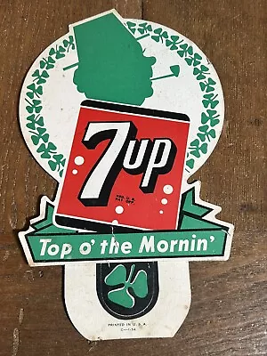 Vintage 1954 7-UP Advertising Bottle Topper St Patricks Day Irish Soda Cardboard • $24.99