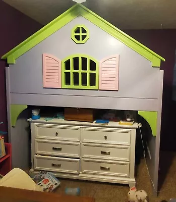 Dollhouse Loft Bed Bunk Bed Green Pink Lavender W/ Mattress • $525