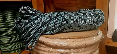 7/16 X 81 Ft.Premium Hollow / Flat Braid Polyester Rope Hank. Light Blue/ Black • $29