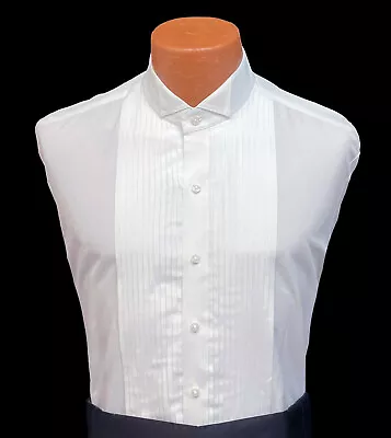 Classic White Wing Collar Tuxedo Shirt Traditional Pleated Front Washable • $12.34