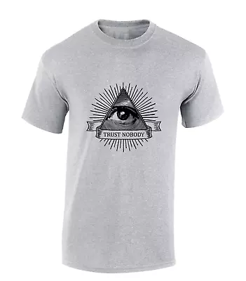 Trust Nobody Mens T Shirt Illuminati Masonic Symbol Conspiracy Fashion Top • £7.99