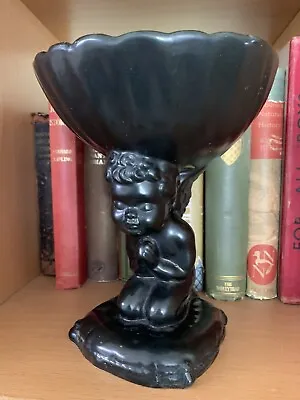 Vintage Dartmouth Pottery Cherub Soap Stand Vase Black Repaired • £19.99