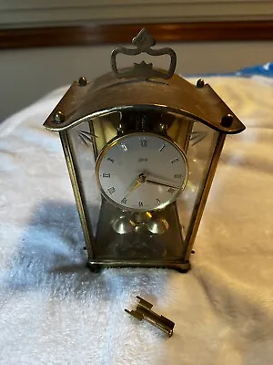 Vintage 1953 Schatz Germany Mid Century Brass Art Deco 400 Day Anniversary Clock • $109.58