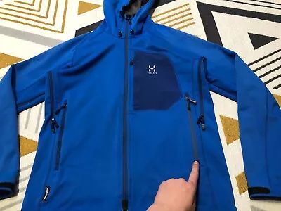 Men's Haglofs Ulta Windstopper Soft Shell Jacket BLUE Thermal Coat Size S • £55