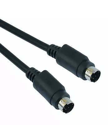 2 Metre SVHS S-Video 4 Pin Mini DIN Male To Male Plug Cable Lead Black • £2.40