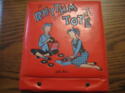 Red Rhythm Tote 45RPM Record Caddy Holder Vintage 1950 Holds 14 Records • $15