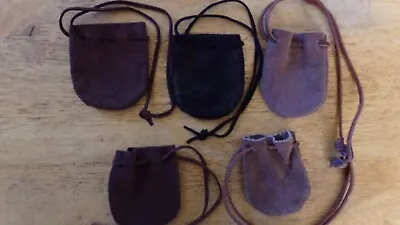 5 Leather Medicine Bags  Native Style Necklace Pouch Possibles Bag 3  X 2.5  • $19.99