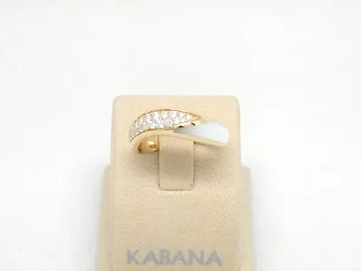 Authentic Kabana 14k Yellow Gold White Mother Of Pearl Inlay Diamond Ring SZ 8 • $1356