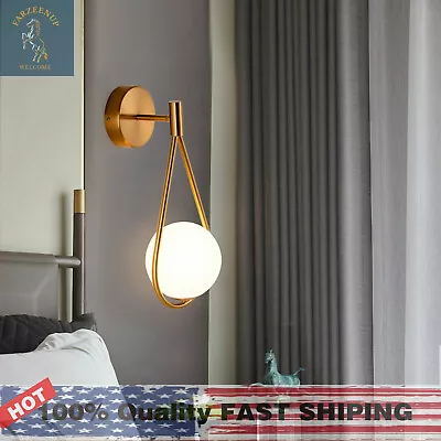 Modern Glass Ball Wall Lamp Gold Wall Sconce Light Fixture Bathrooms Bedrooms • $53.81