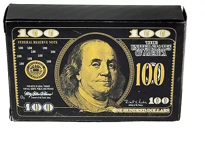 Black Metallic And Gold Foil $100 Bill Playing Cards Complete Set Includes Box • $10.99