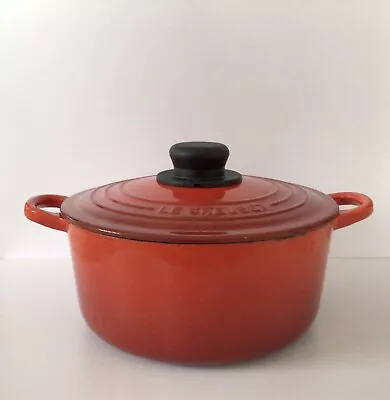Le Creuset Casserole Dutch Oven Red Enameled Cast Iron Dish Pot 22cm • £55