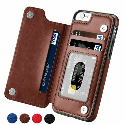 $14.99 • Buy Leather Wallet Card Holder Phone Case IPhone 12 11Pro Max XR Samsung S9 S10 Plus