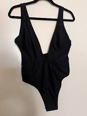 ZAFUL Black Plunge One Piece Bathing Suit – Size 10 Swimsuit Summer Beach Bikini • $15.99