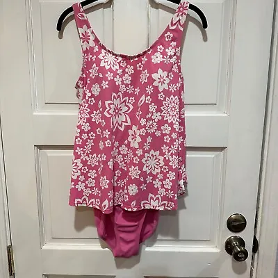 Motherhood Maternity Women’s Pink Floral One Piece Tank Swim Suit Size Medium • $15.98