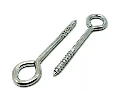 4mm X 75mm Eye Bolts Eye Screw Hooks Zinc Plated Metal Screw-in Hook • £3.65