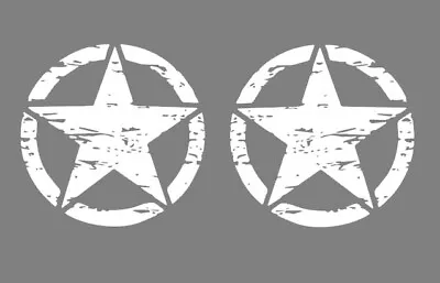 Vinyl Decal Distressed Military Star Pair Fits Jeep Wrangler Gladiator Rubicon 2 • $9.95