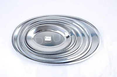 £13.95 • Buy Small&Large Stainless Steel Oval Tray Plate Meat Platter Serving Dish 20 - 60 Cm