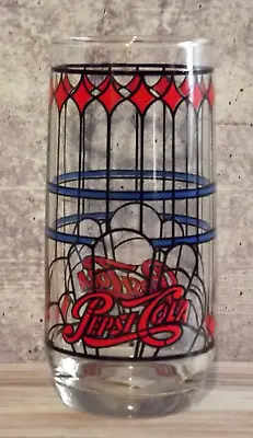 Vintage 1970’s Pepsi Cola Tumbler Glass Cup Tiffany Stained Glass Design • $8.44