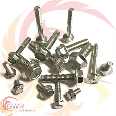 Flanged Hexagon Head Bolts M5 M6 M8 M10 Flange Hex Screws A2 Stainless Steel • £58.15