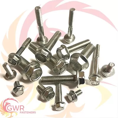 £3.69 • Buy M5,M6,M8,M10 Flanged Hexagon Head Bolts - Flange Hex Screws - A2 Stainless Steel