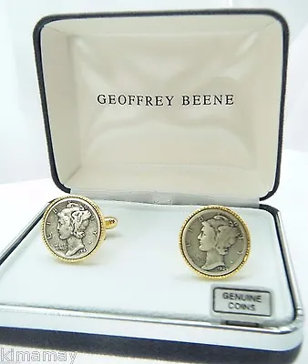 $65 • Buy Vtg Geoffrey Beene Mercury Silver Dimes Cufflinks In Original Box Unused