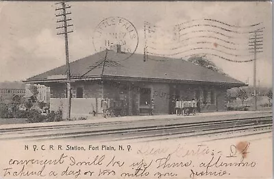 Fort Plain NY: 1910 N.Y.C. Rail Road Train Station - Vtg New York Postcard • $8.79