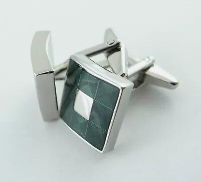 New!! Men’s 16 X 16 Mm High Quality Square Malachite Cuff Link Cufflink NICE !. • $22