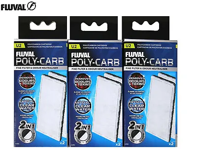 £19.99 • Buy Fluval U2 Poly-carb Carbon Cartridge Bundle Fish Aquarium Filter Media 3 X 2 Pck