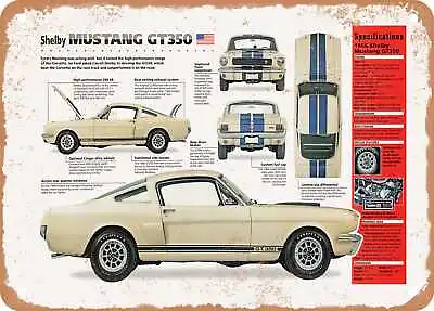 Classic Car Art - 1966 Shelby Mustang GT350 Spec Sheet - Rusty Look Metal Sign • $18.66