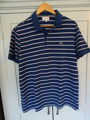 Lacoste Men's Polo Shirt. Short Sleeve. Size XL Extra Large. Blue Striped • £15