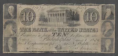 Philadelphia PA - Bank Of The United States - $10 Contemporary Counterfeit  1839 • $34.33
